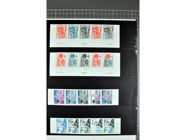 1962/95, collection d'essais de couleur, surtout des ensembles, avec différentes couleurs, bloc de quatre en couleurs origina