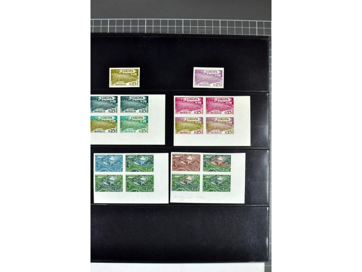 1962/95, collection d'essais de couleur, surtout des ensembles, avec différentes couleurs, bloc de quatre en couleurs origina