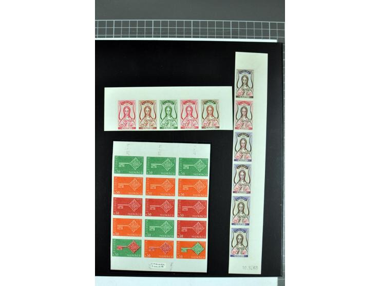 1962/95, collection d'essais de couleur, surtout des ensembles, avec différentes couleurs, bloc de quatre en couleurs origina