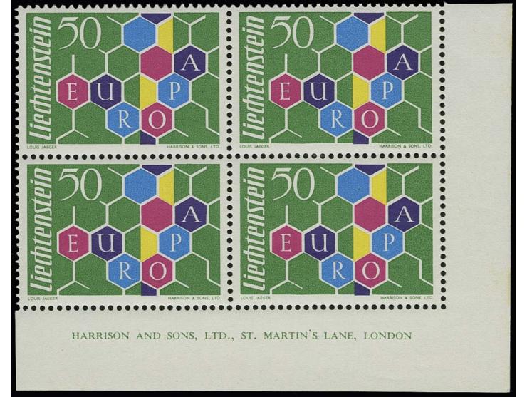 1960, Sondermarke 50 Rp., Type II (Nachauflage), postfrischer 4er-Block aus der rechten unteren Bogenecke, sehr selten, Fotoa