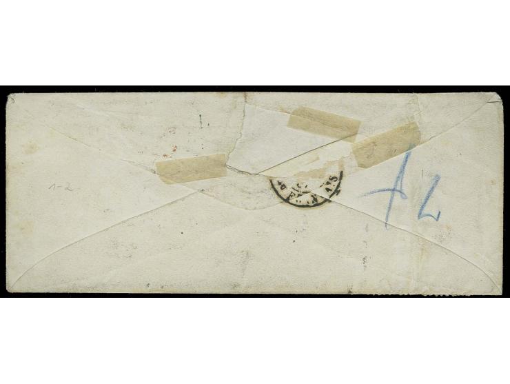 JAPAN: 1863/67, Wappen 2 Neugroschen blau, 5 Einzelwerte mit DKr. "DRESDEN 15 I 67" auf kleinem Briefkuvert über Frankreich u