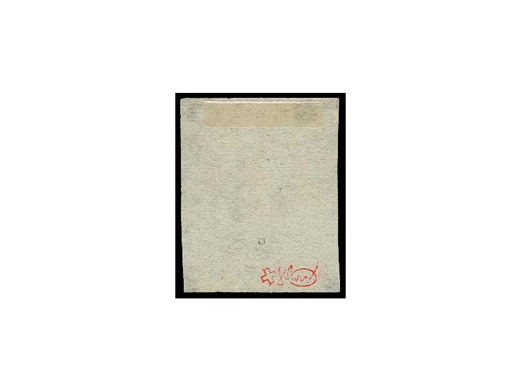 1843, Unterdrucklinien senkrecht: 4 Rp. schwarz, Type IV, unten noch vollrandig, sonst sehr schön geschnitten, mit klarer rot