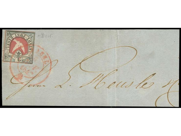 1845, Basler Taube 2½ Rp., sehr schön farbfrisch und gut geprägt, für diese Marke gut gerandet, mit rotem DKr. "BASEL 6 NOV 1