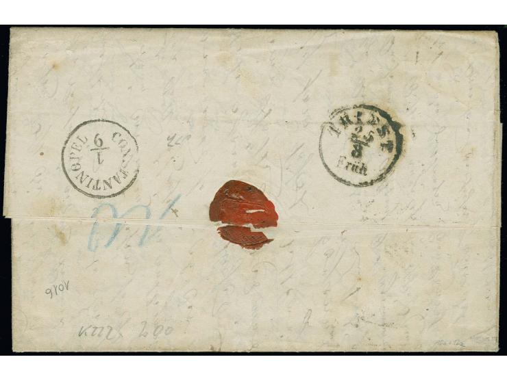 TÜRKEI: 1855/63, 2 Neugroschen auf blau und 5 Neugroschen ziegelrot mit Nummer "6" und zwei nebengesetzten EKr. von Zwickau v