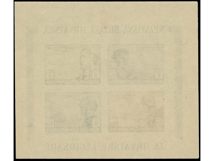 Legion souvenir sheet, imperforated on thin greyish paper, unhinged mint, certificate Zrinjscak HFS