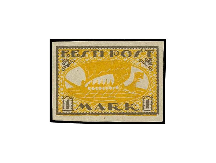 1919, Viking ship, proof in different colour, brown/yellow, unused without gum, fine, certificate Löbbering BPP (Hurt/Ojaste 