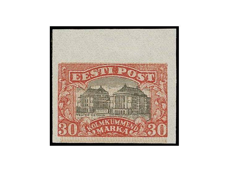1924, National theater 30 m., proof in different colour, unused without gum, fine, signed Nemvalz und certificate Löbbernig B