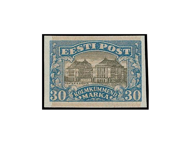 1924, National theater 30 m., proof in different colour, unused without gum, fine, signed Nemvalz und certificate Löbbernig B
