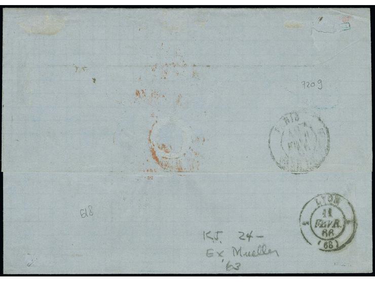 FRANKREICH: 1865, ½ Silbergroschen orange im waagerechten 3er-Streifen und 3 Silbergroschen ockerbraun, farbfrisch und gut du