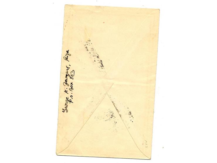 Africa flight 10-25 s. on ornamental cover from "RIGA 28.5.33" to Paris, very fine, certificate Watzke BPP