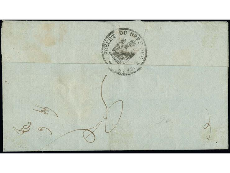  "P98P LUXEMBOURG", clear double-line marking on entire official letter from "Préfet Dept des forets" to Trier, fine and scar