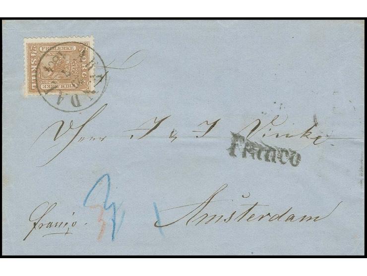1863/67, 24 Sk. brown on cover from  "ARENDONK 29.7.1864" to Amsterdam, name in adress cut out, backed and re-drawn, opinion 