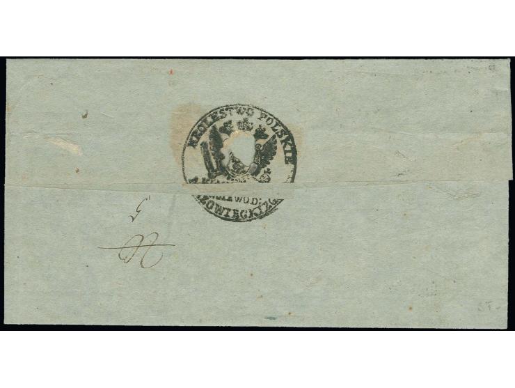 1824, "WARSZAWA 22 APRILIS" two line datestamp in red on folded cover with a framed "Sluba Cywil.Rzad.Od Kom. Woie:Mazow" to 