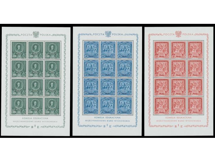 1946, BIE 3-11 zl. in cpl. sheets of 12, mint never hinged, fine