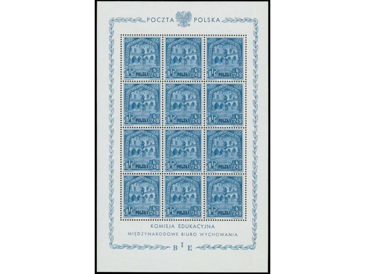 1946, BIE 3-11 zl. in cpl. sheet of 12, mint never hinged, fine
 