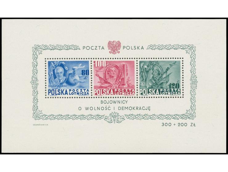 1948, Roosevelt souvenir sheet without marginal number, mint never hinged, very scarce, most likely only 60 examples issued
