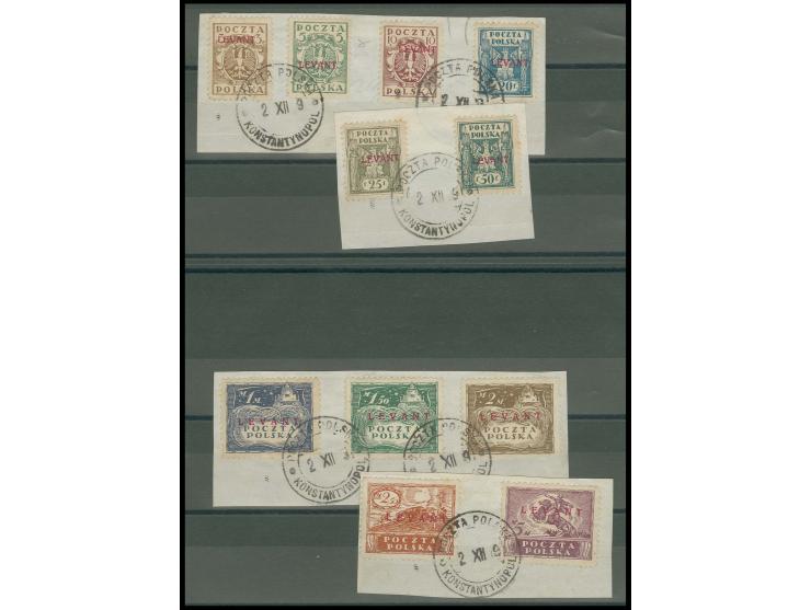 1919, 3 f.-5 m. with overprint "LEVANT", tied by cds. "KONSTANTINOPEL 2.12.19" to 4 pieces, fine, sign. Korszen, rare (Mi. 2.