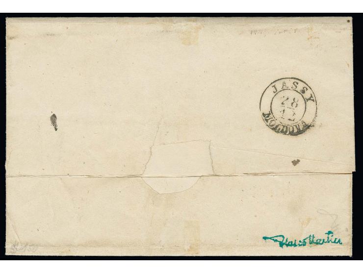 1862, print from single dies 30 par. blue, full margins, tied by fancy "FRANCO FOLTITSCHENI" to lettersheet with adjacent "FO