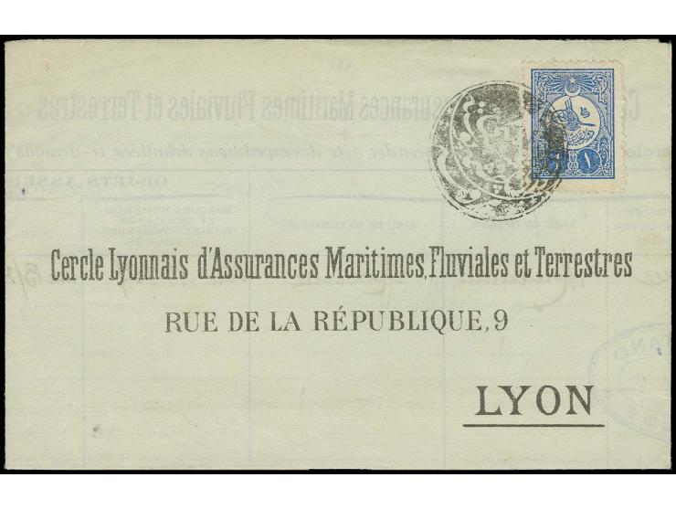 KURUCESME POSTA SHUBESI BURSA, clear strik on franked folded letter (dated December 9th 1910) to Lyon, fine