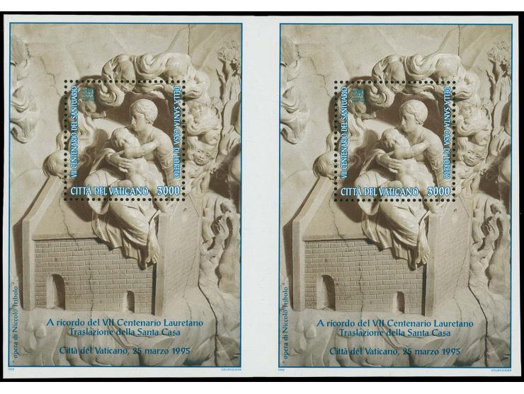 1995, Maria with child 3000 l. souvenir sheet, uncut horizontal pair, mint never hinged, fine