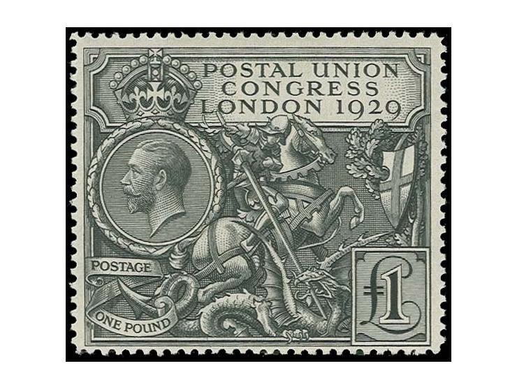 1929, UPU 1£ black, unused o.g., very fine
