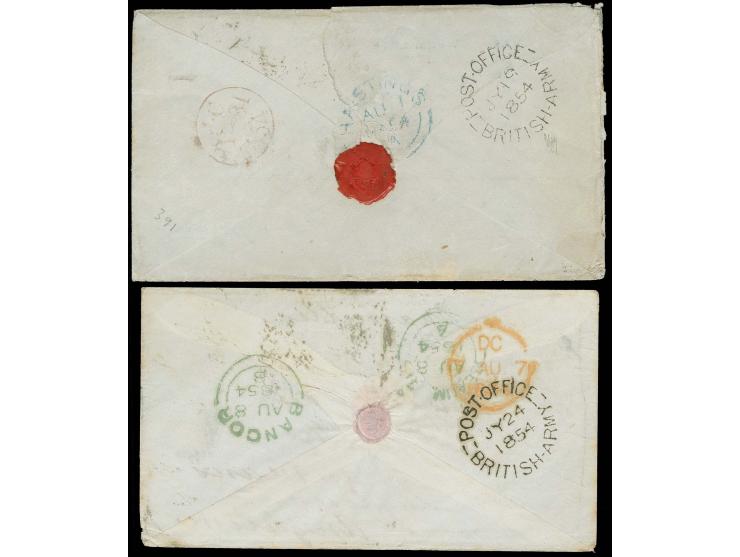 CRIMEAN WAR: "POST.OFFICE / BRITISH-ARMY JY 19 1854", clear strike on reverse of envelope to Hastings, endorsed "paid", frank