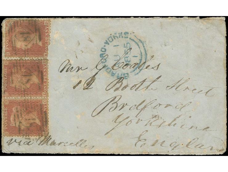 "POST-OFFICE BRITISH-ARMY JY 21 1855 B", in blue on reverse of envelope to England, franked on arrival with pair and single 1