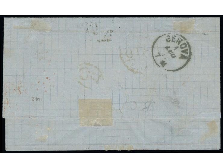 "C51 / ST. THOMAS PAID JU 14 73", duplex on 4 d. vermilion, plate 13 and 1 sh. green, plate 7 on letter sheet via London to G