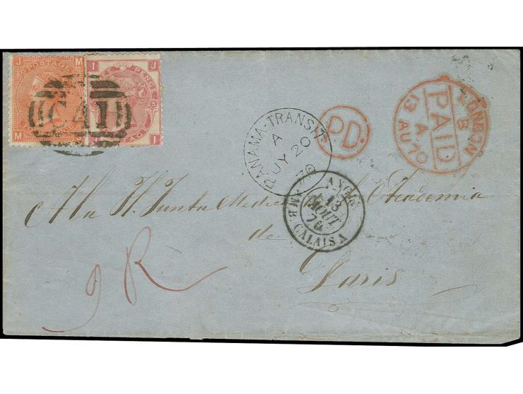 ECUADOR: "C41" on 3 d. rose, plate 5 (scissor cut at left) and 4 d. vermilion, plate 11, on letter sheet from "GUAYAQUIL JY 9