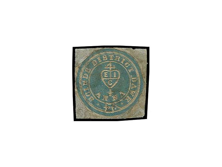  ½ a. blue, good colour, cut to shape, tied to small piece by faded cancellation, still an attractive copy of this rare stamp