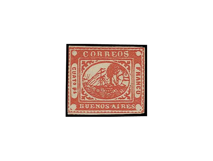 1858/59, 4 p. red, frame line just touched at left, otherwise good clear margins and very fresh colour, unused without gum, t