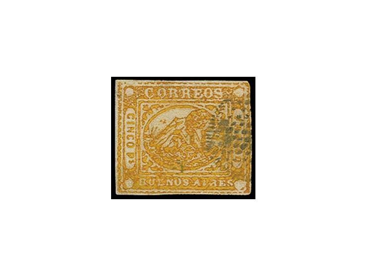 5 p. orange, good clear margins virtually all round, used with "ponchito" cancel, very fine, signed Kneitschel and certificat