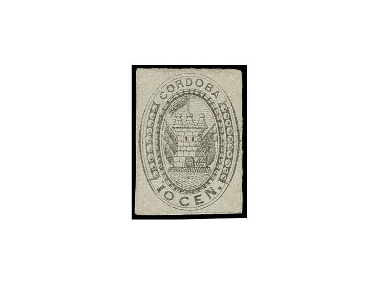 10 c. black on horizontally laid paper, good margins, unused without gum, a fine and scarce stamp, certificate Moorhouse