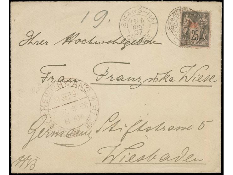 "NEWCHWANG MAIL MATTER", oval marking with adjacent Dollar chop "NEWCHWANG 30 SEP 97" on envelope with additional franking Fr