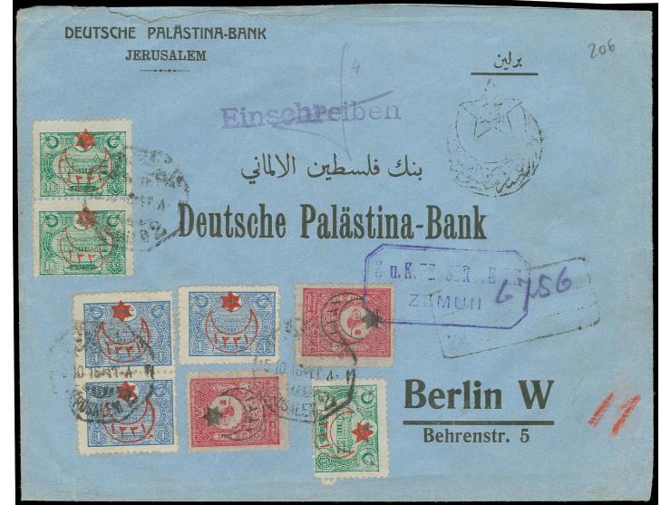 TURKISH POST: 1916, registered bank letter with register mark in type 2 via Beirut to Berlin with Turkish and Austrian censor