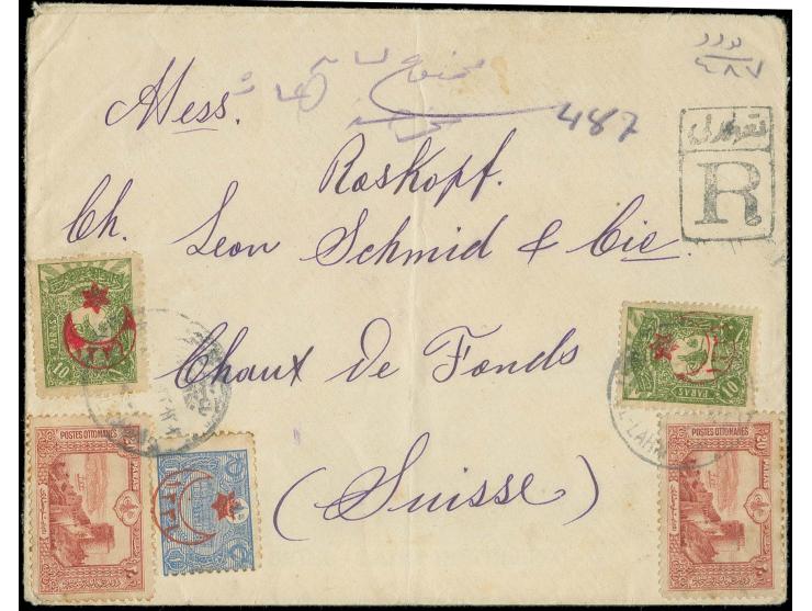 1917, registered cover with cds. "BEIT-UL-LAHN" and register hand stamp in type 1 to Switzerland, folds in the envelope, some
