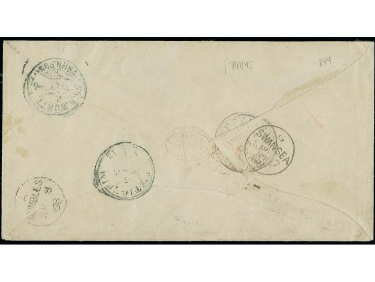 GROSSBRITANNIEN: 1865/68, 1 Kreuzer hellgrün, 3 Kreuzer rosa und 2 Einzelwerte 7 Kreuzer blau, alle sehr schön farbfrisch und
