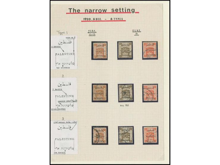 Narrow setting: 1-5 m., the 3 values in all 6 types, one 3 m. unused, otherwise used, a scarce group (Bale 44,45-46)