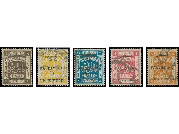 1-5 m., plate B, with watermark inverted, used, 1 m. and 5 m. some short perfs (Bale 71-75 var.)