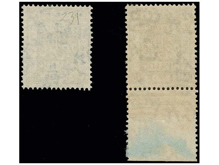 10 pia., perf. 15:14,  with "E.F.F." variety, unused and used, fine, each with certificate Dorfman (Bale 88a)