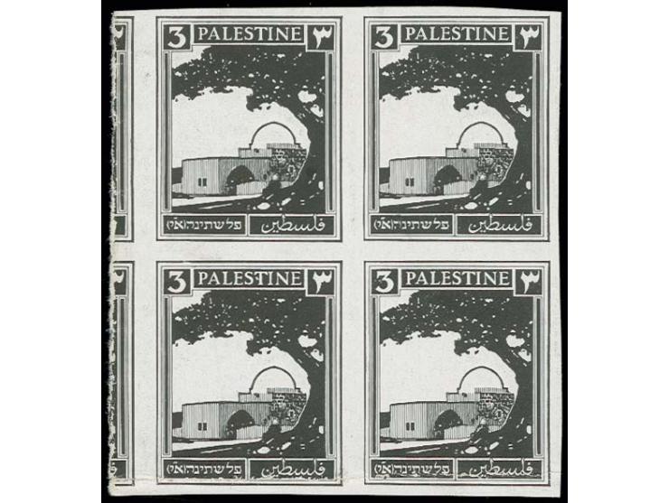 1927, pictorials: 3 m., imperforated plate proof in black, block of four, the lower values slightly effected by horizontal cr
