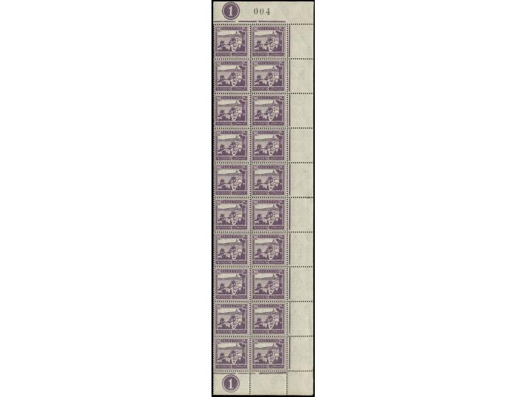 2-200 m. Semi-transparent paper (except 90 m.), all 13 values in blocks of 20 from the right sheet margin with control number