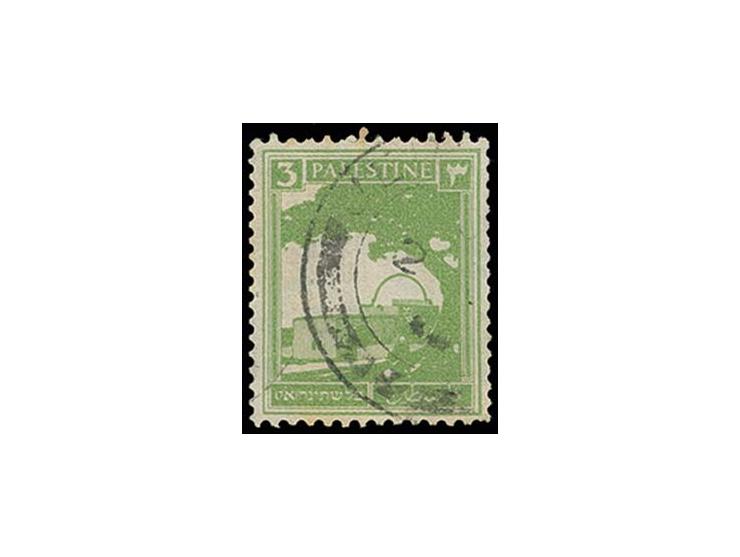 Coil stamps: 3 m. yellow-green, experimental coil stamp, lightly cancelled by Jerusalem cds., fine and very scarce, opinion C