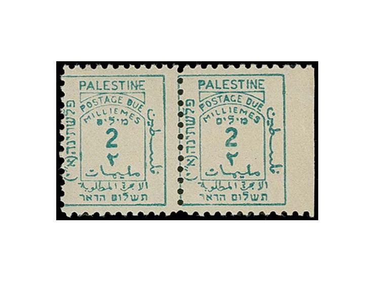 2 m., horizontal pair from the right sheet margin, imperforated at right, unmounted mint, fine and scarce (Bale D2c)