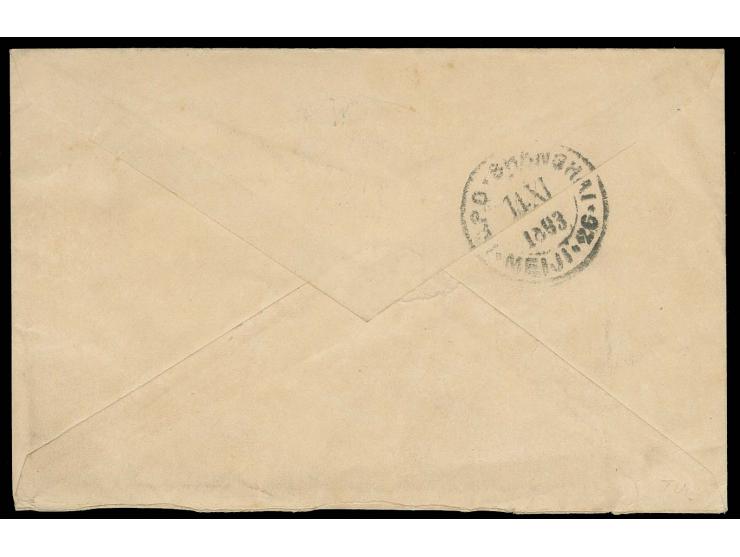 1883, UPU Koban 1s. and 2s. tied by cds. " YOKOHAMA MEIJI 26/ 8 XI 1893" to envelope 2s. to Shanghai with arrival mark "SHANG