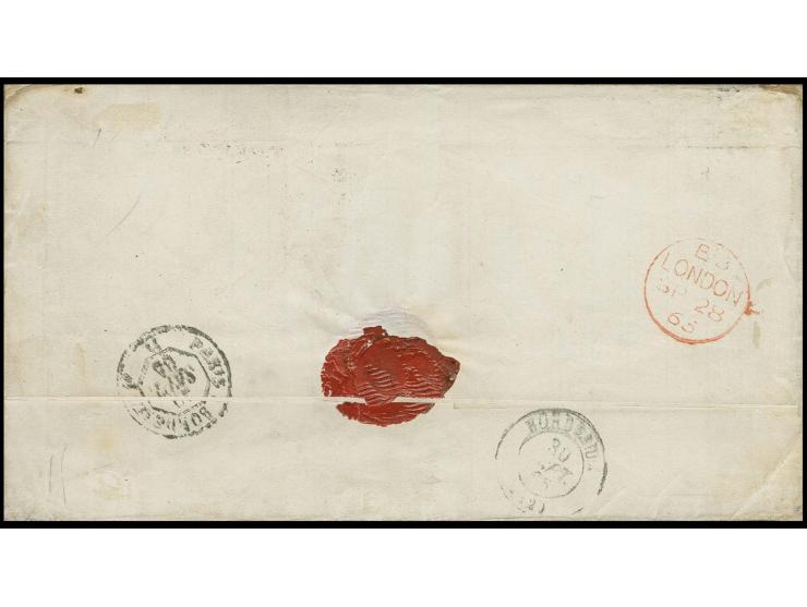 1864/65, Eagle ½ r. lilac 'Mexico 33-1865' with 2 r. orange and 4 r. green, tied by cds. "FRANCO..." to entire letter via Lon