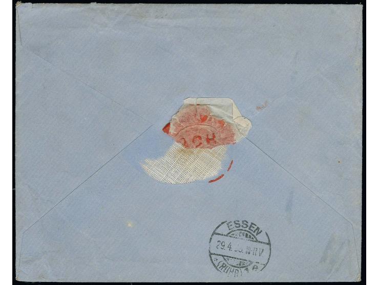 1895, Krone/Adler 50 Pfg. lebhaftrötlichbraun im senkrechten Paar als portogerechte Mehrfachfrankatur auf Einschreibe-Brief b