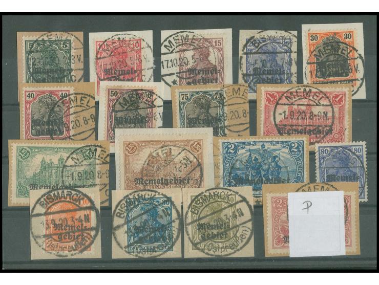 1920, 5 Pfg.-2,50 M. kpl., gestempelt, bis auf 80 Pfg. alles Briefstücke, 5 Pfg. in "b"-Farbe, alle best sign. Huylmans BPP (