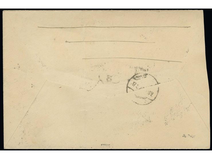 1923, 100 M. - 500 M. auf 80 M. mit Zufrankatur mit Stempel "KLAIPEDA 15.V.23" auf R-Brief nach Berlin, Brief links beschnitt