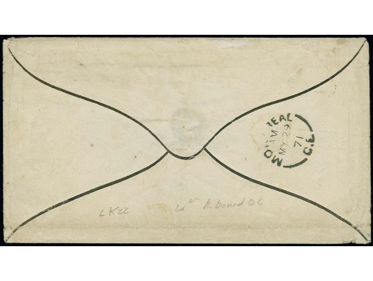 KANADA: 9 Kreuzer rötlichbraun in Mischfrankatur mit 1869, 1 Kreuzer gelbgrün mit EKr. "STUTTGART 10 5" (1871) auf Trauer-Kuv